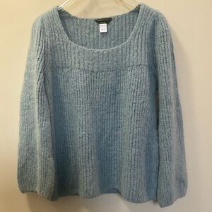 BCBG Maxazria Ribbed Alpaca Wool Blend Blue Grey Long Sleeve Sweater Size M